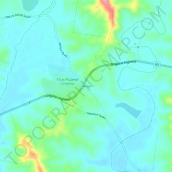 Mapa topográfico Winya, altitud, relieve
