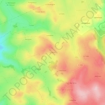 Mapa topográfico Le Born, altitud, relieve