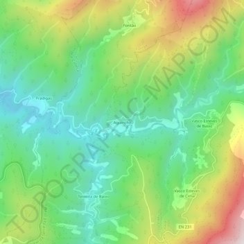 Mapa topográfico Aguincho, altitud, relieve