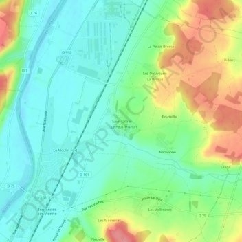 Mapa topográfico Saint-Ustre, altitud, relieve