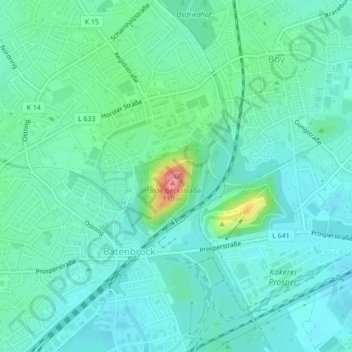 Mapa topográfico Tetraeder, altitud, relieve