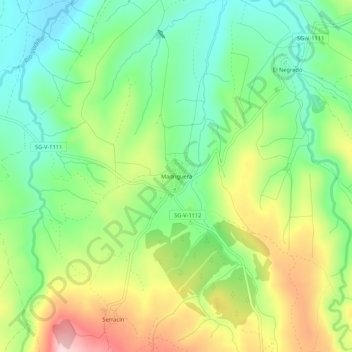 Mapa topográfico Madriguera, altitud, relieve
