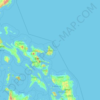 Mapa topográfico Catanduanes, altitud, relieve