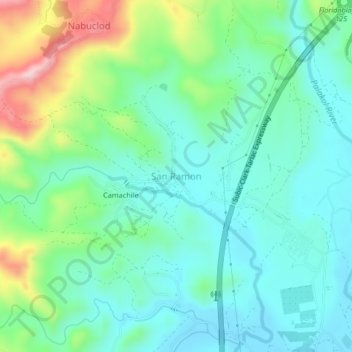 Mapa topográfico San Ramon, altitud, relieve
