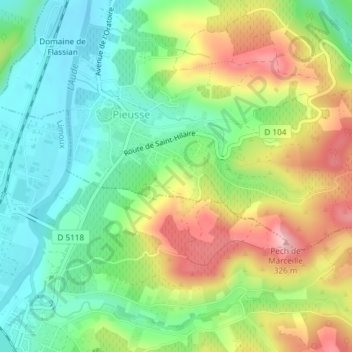 Mapa topográfico Coumo-Nivert, altitud, relieve