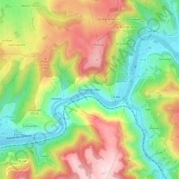 Mapa topográfico Laroque-Bouillac, altitud, relieve