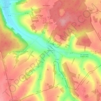 Mapa topográfico Berluvier, altitud, relieve
