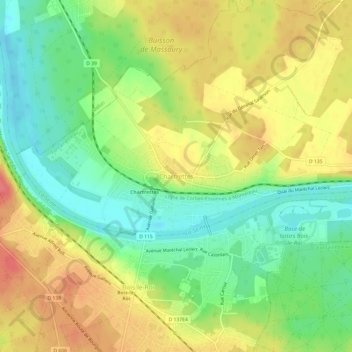 Mapa topográfico Chartrettes, altitud, relieve