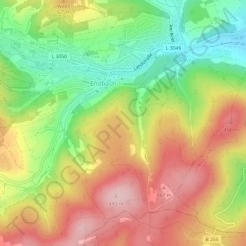 Mapa topográfico Flur 7, altitud, relieve