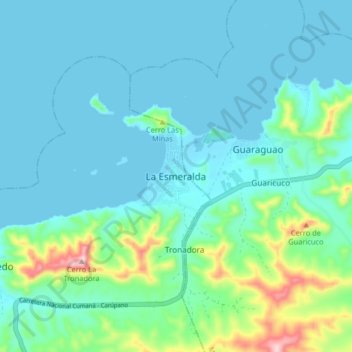 Mapa topográfico La Esmeralda, altitud, relieve