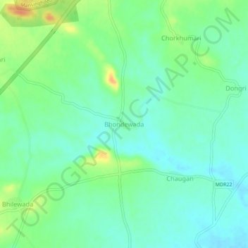 Mapa topográfico Bhondewada, altitud, relieve