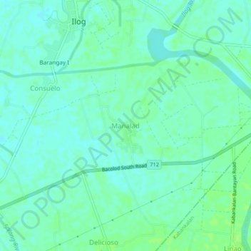 Mapa topográfico Manalad, altitud, relieve