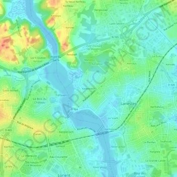 Mapa topográfico Kerentrech, altitud, relieve