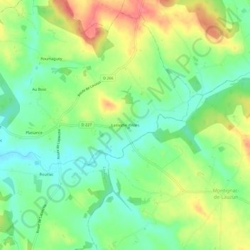 Mapa topográfico Lamothe d'Allès, altitud, relieve