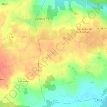 Mapa topográfico Couabot, altitud, relieve