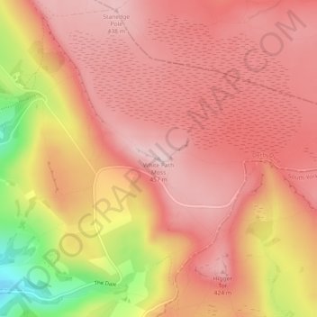 Mapa topográfico White Path Moss, altitud, relieve