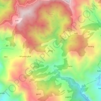 Mapa topográfico pirag, altitud, relieve