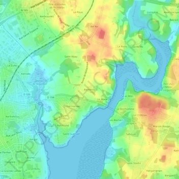 Mapa topográfico Kerhervy, altitud, relieve