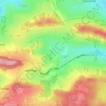 Mapa topográfico Petit Sart, altitud, relieve