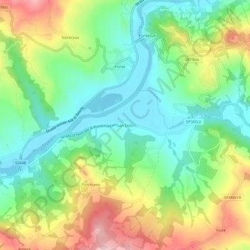 Mapa topográfico San Sisto, altitud, relieve