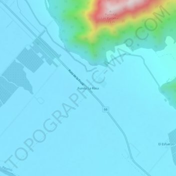 Mapa topográfico Fundo La Rosa, altitud, relieve