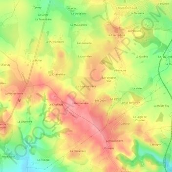 Mapa topográfico La Boutinardière, altitud, relieve