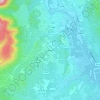 Mapa topográfico La Rouvière, altitud, relieve