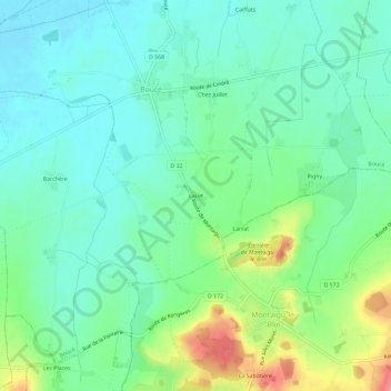 Mapa topográfico Lacet, altitud, relieve