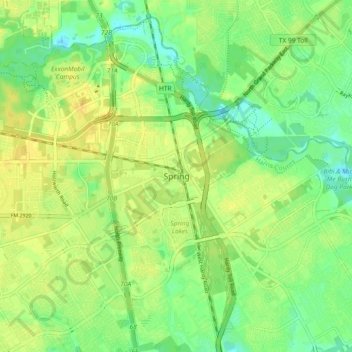 Mapa topográfico Spring, altitud, relieve