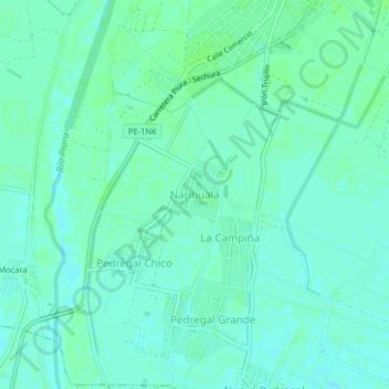 Mapa topográfico Narihualá, altitud, relieve