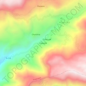 Mapa topográfico Arequipa, altitud, relieve