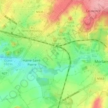Mapa topográfico Hautes Fontaines, altitud, relieve