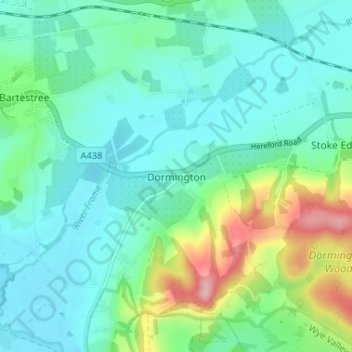 Mapa topográfico Dormington, altitud, relieve