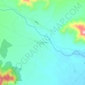 Mapa topográfico Villa del Río, altitud, relieve