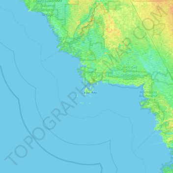 Mapa topográfico Cedar Keys, altitud, relieve