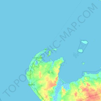 Mapa topográfico Bet Dwarka, altitud, relieve
