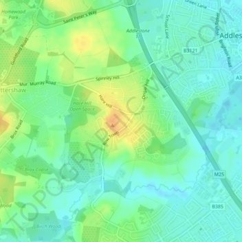 Mapa topográfico Row Town, altitud, relieve