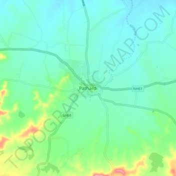 Mapa topográfico Pathardi, altitud, relieve