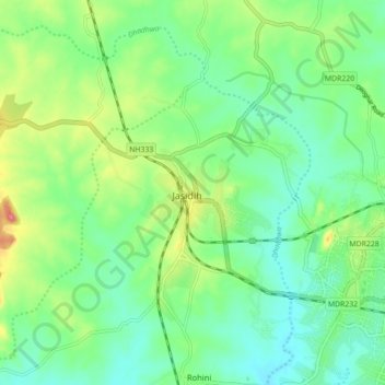 Mapa topográfico Jasidih, altitud, relieve