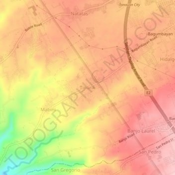 Mapa topográfico Tinurik, altitud, relieve