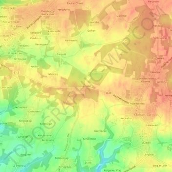 Mapa topográfico Kersalut, altitud, relieve