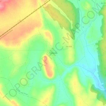 Mapa topográfico Tortonda, altitud, relieve