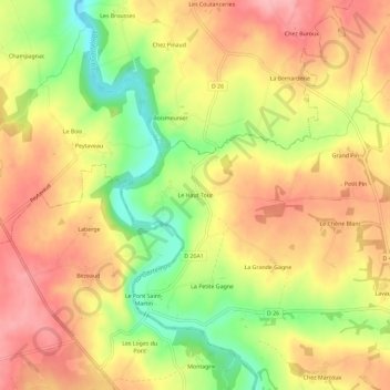 Mapa topográfico Le Haut-Tour, altitud, relieve