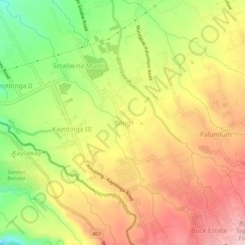 Mapa topográfico Bilog, altitud, relieve