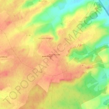 Mapa topográfico Fosse Nouvelle, altitud, relieve