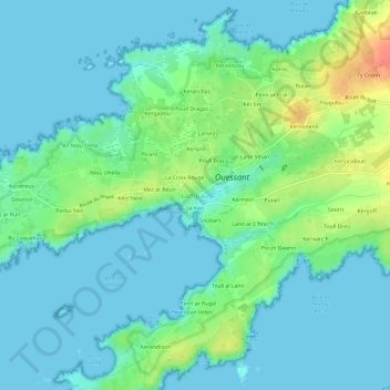 Mapa topográfico Lampaul, altitud, relieve