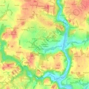 Mapa topográfico Mon Désir, altitud, relieve