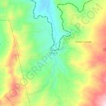 Mapa topográfico Bitaco, altitud, relieve