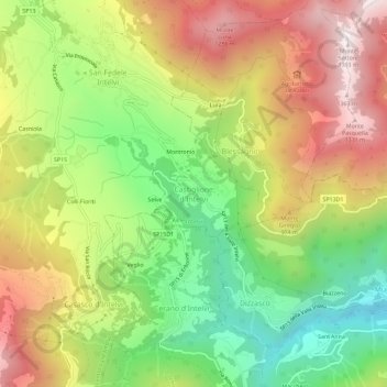 Mapa topográfico Castiglione d'Intelvi, altitud, relieve