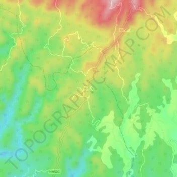Mapa topográfico Aloh, altitud, relieve